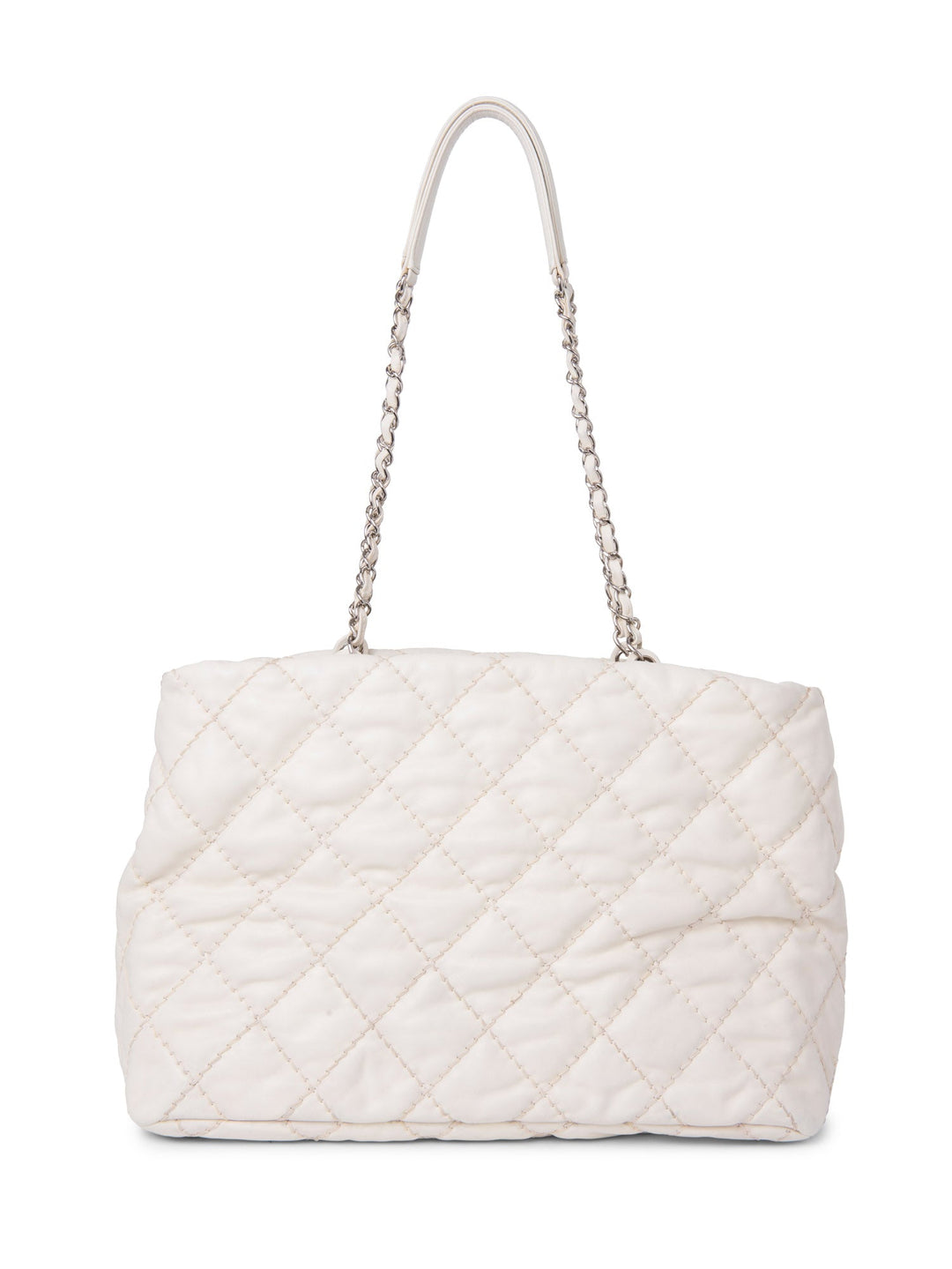 Top Quality Chanel CC Logo Quilted Leather Shopper Bag Ivory