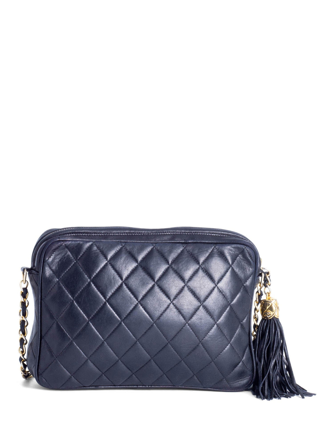 Top Quality Chanel CC Logo Quilted Leather Tassel Camera Messenger Bag Black