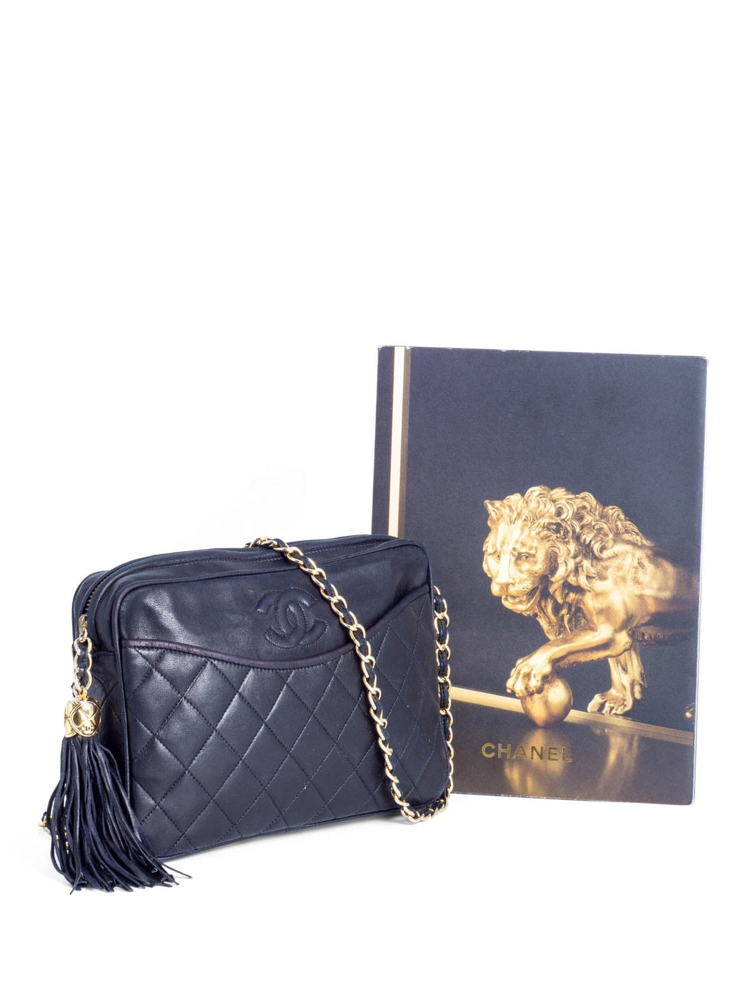 Top Quality Chanel CC Logo Quilted Leather Tassel Camera Messenger Bag Black