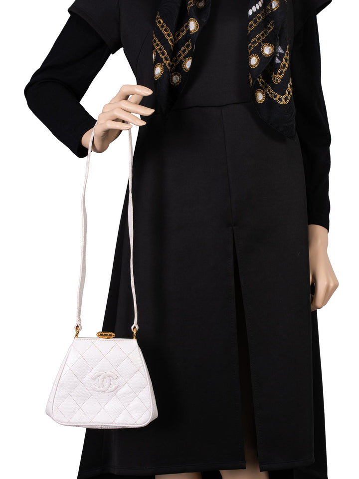 Top Quality Chanel CC Logo Quilted Mini Kelly Bag White