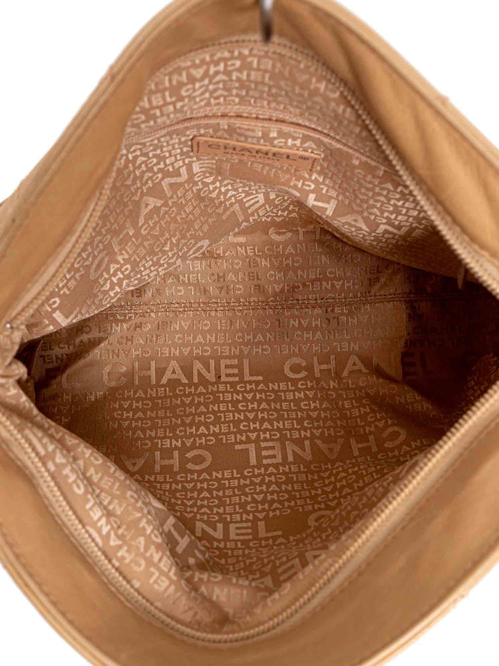 Top Quality Chanel CC Logo Quilted Soft Leather Hobo Bag Beige