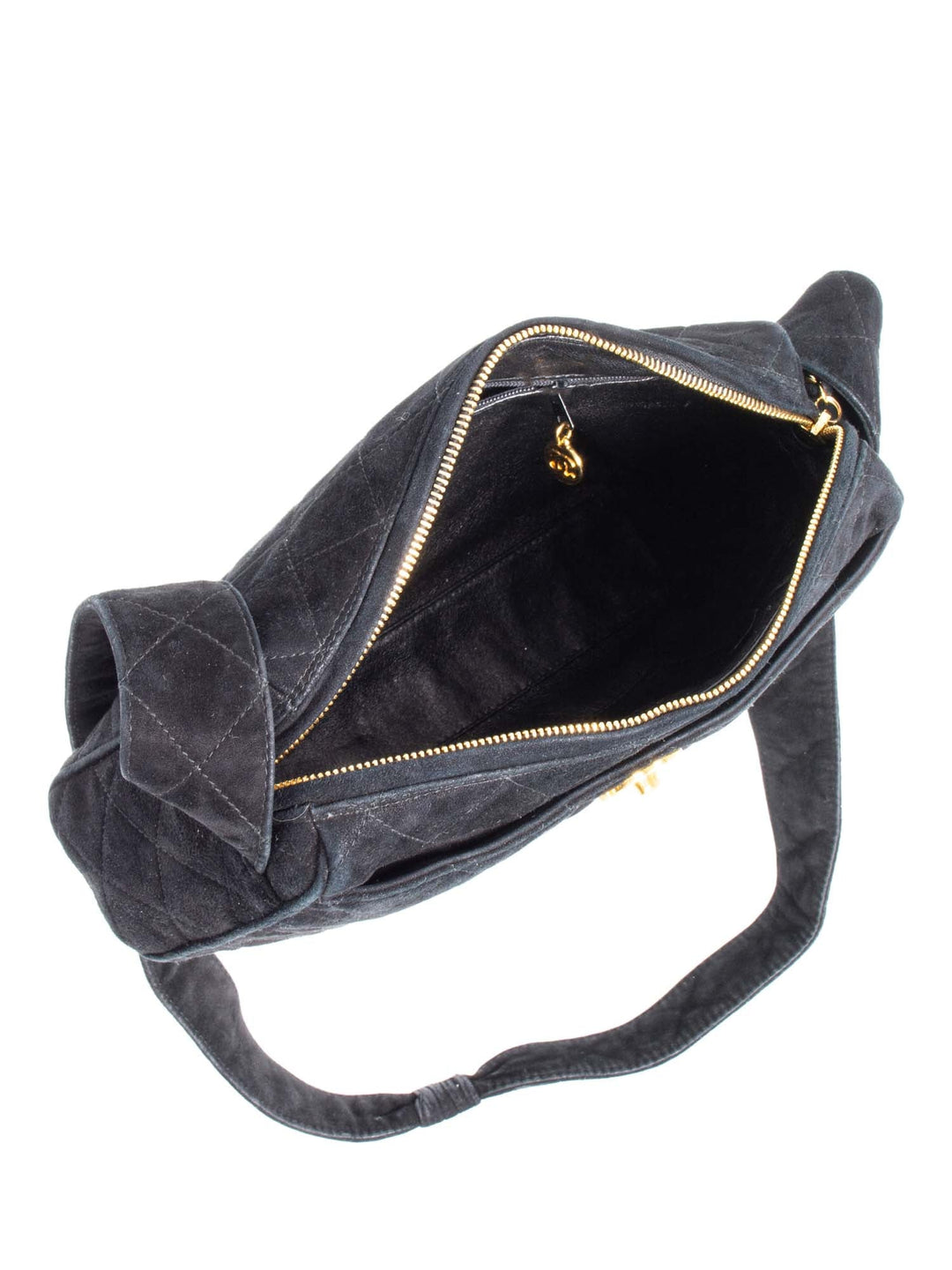 Top Quality Chanel CC Logo Quilted Suede Camera Messenger Bag Black