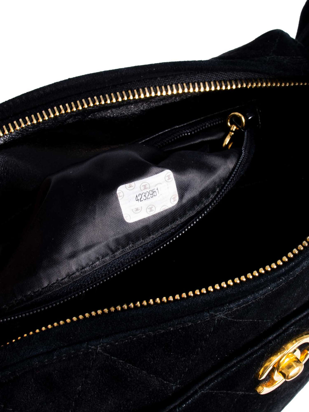 Top Quality Chanel CC Logo Quilted Suede Camera Messenger Bag Black