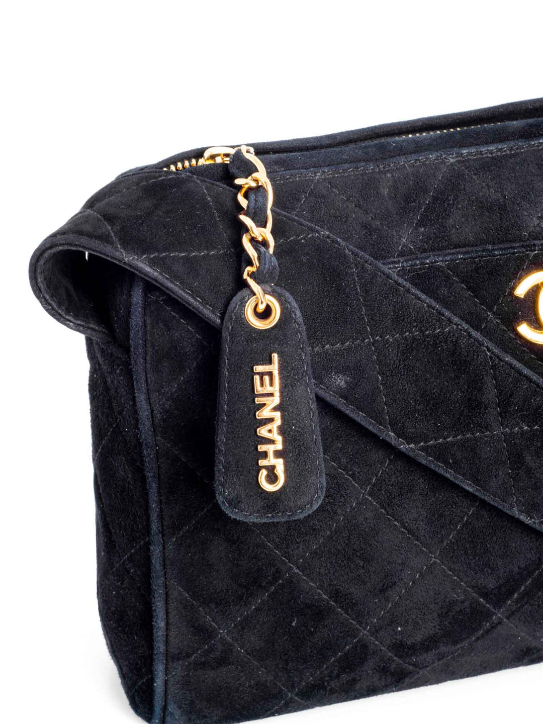 Top Quality Chanel CC Logo Quilted Suede Camera Messenger Bag Black