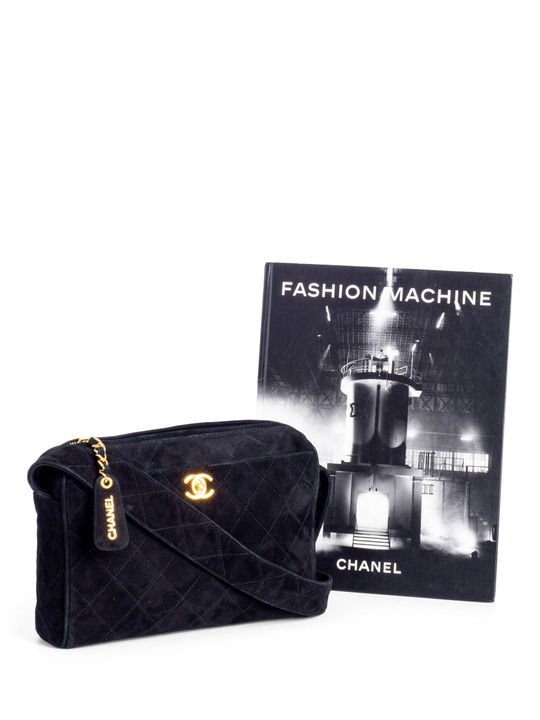 Top Quality Chanel CC Logo Quilted Suede Camera Messenger Bag Black