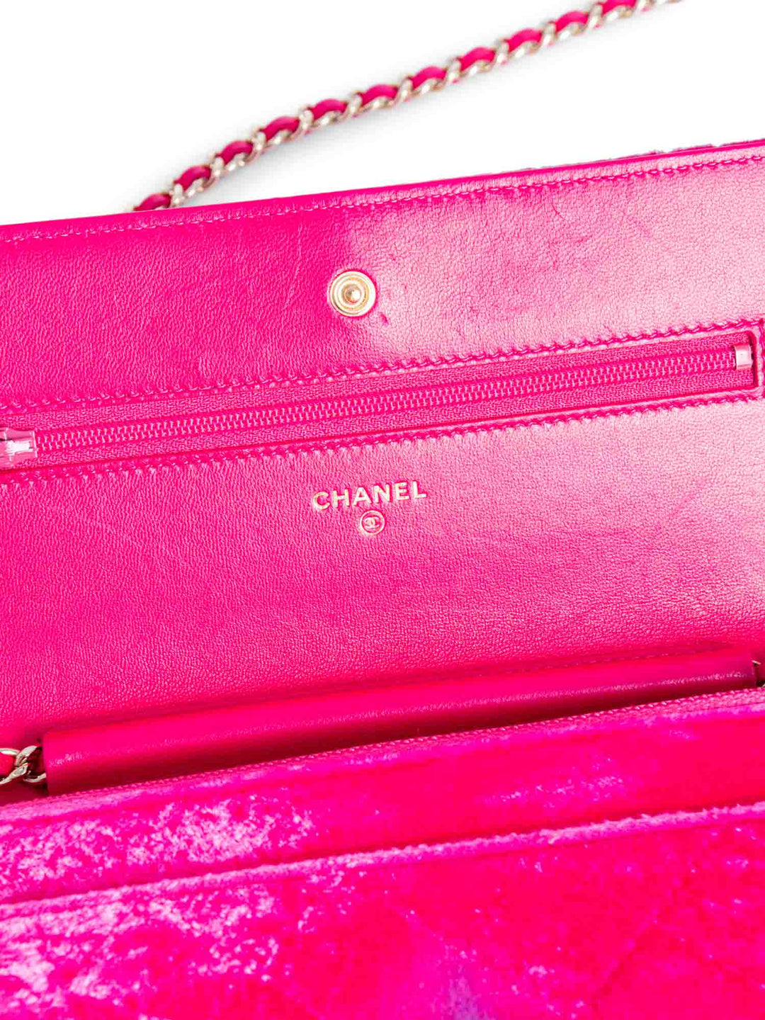 Top Quality Chanel CC Logo Quilted Velvet Messenger Wallet on Chain Hot Pink