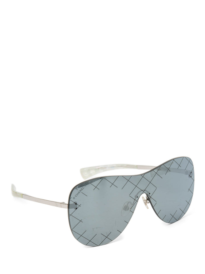 Top Quality Chanel CC Logo Runway Aviator Sunglasses Silver