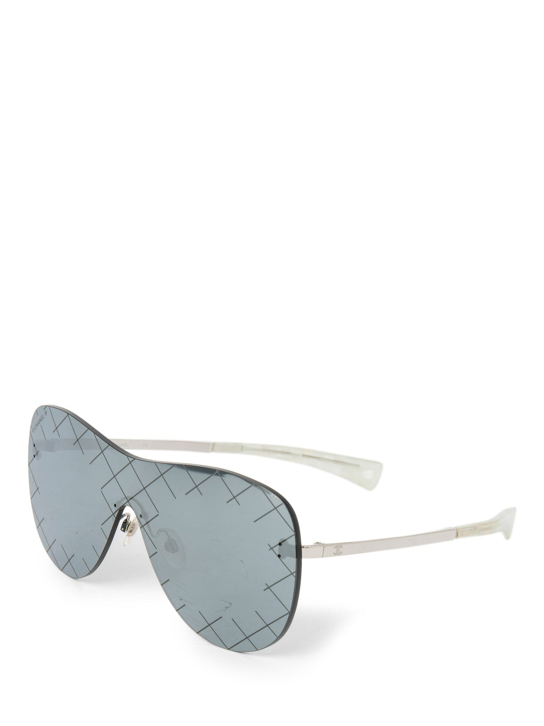 Top Quality Chanel CC Logo Runway Aviator Sunglasses Silver