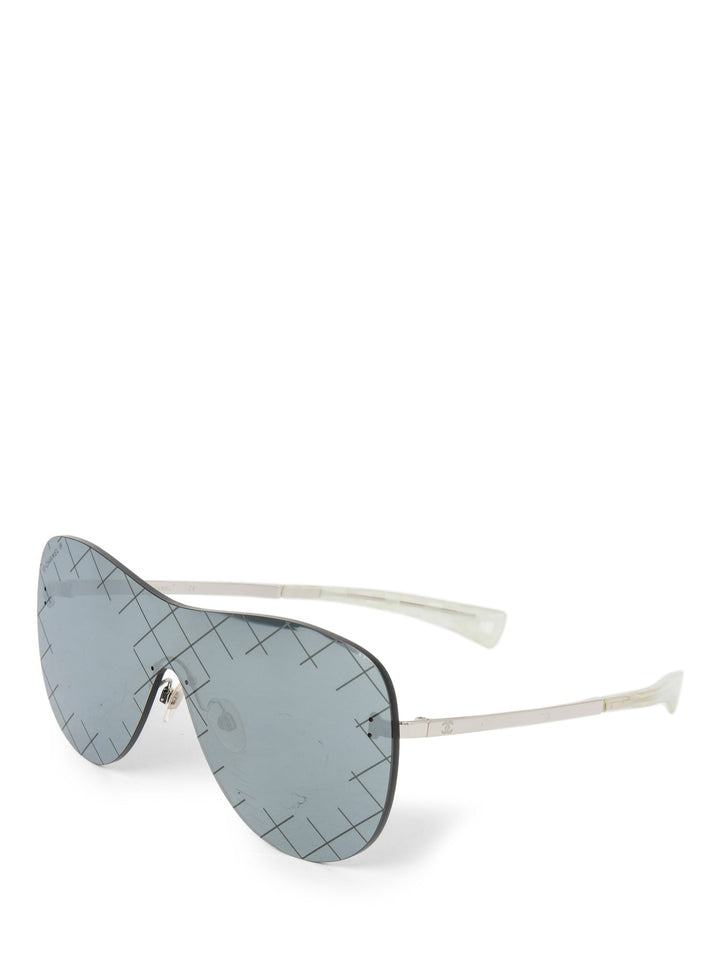 Top Quality Chanel CC Logo Runway Aviator Sunglasses Silver