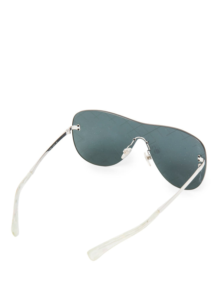 Top Quality Chanel CC Logo Runway Aviator Sunglasses Silver