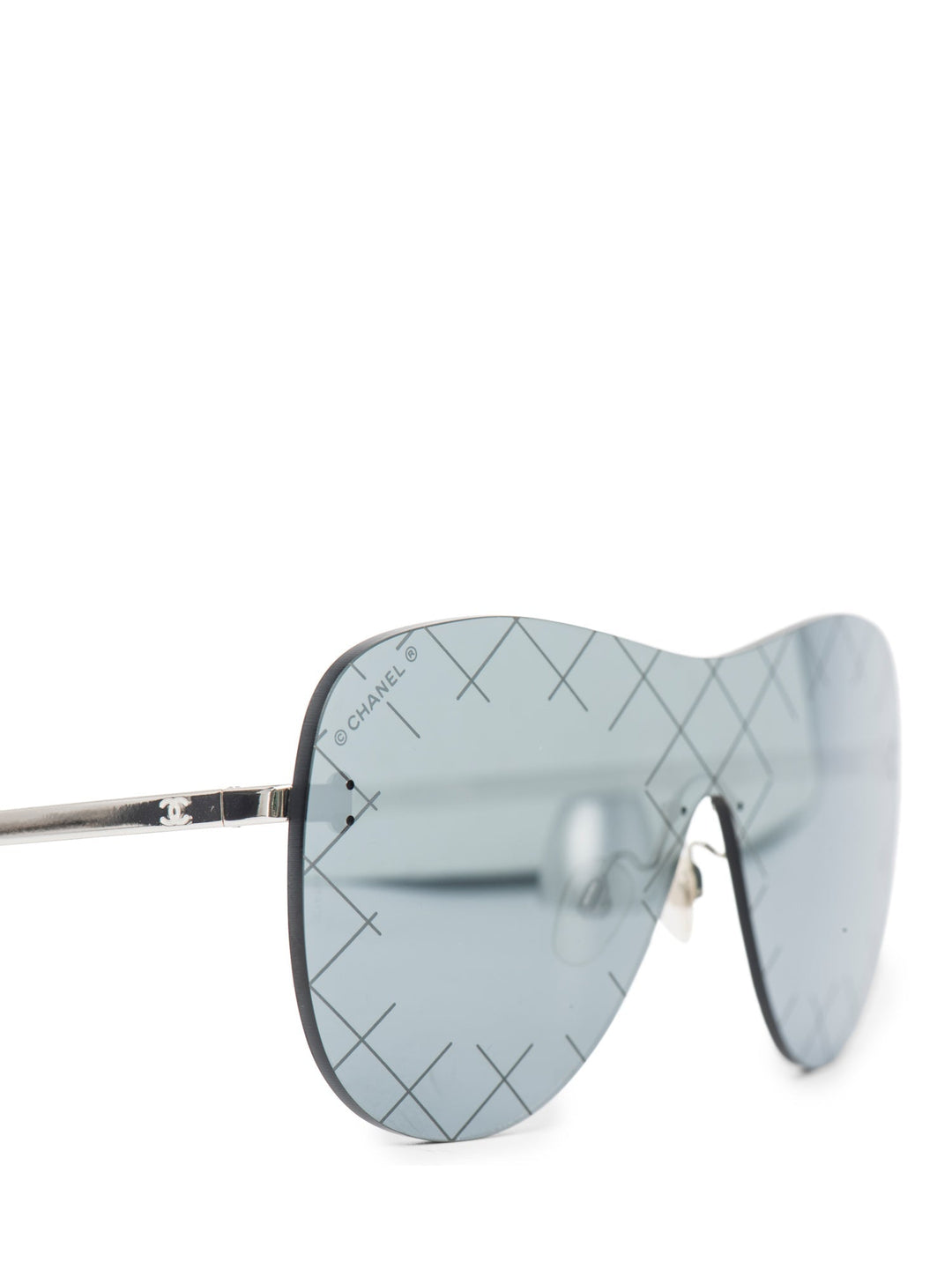 Top Quality Chanel CC Logo Runway Aviator Sunglasses Silver