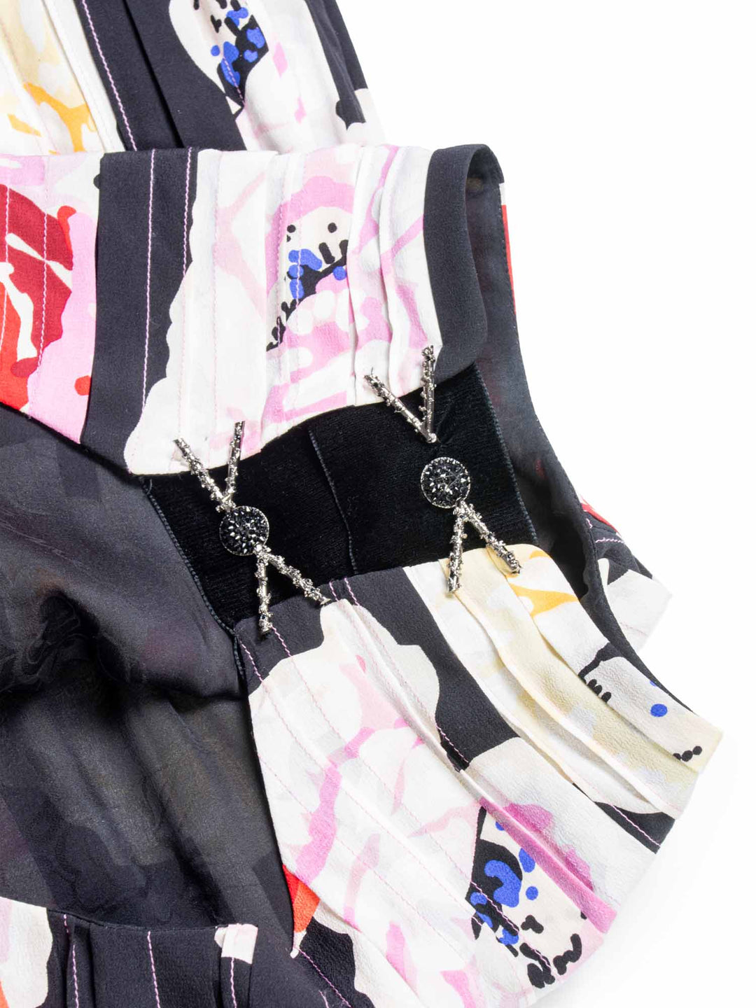 Top Quality Chanel CC Logo Runway Silk Feathered Cameilla A-Line Dress Multicolor