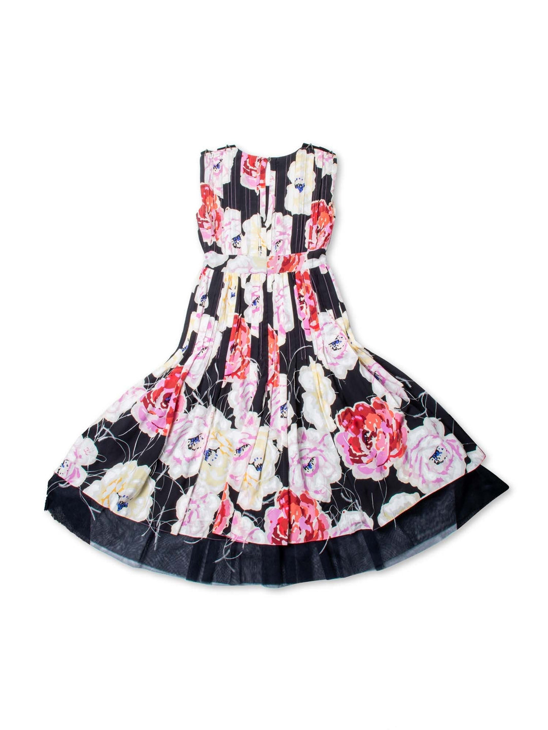 Top Quality Chanel CC Logo Runway Silk Feathered Cameilla A-Line Dress Multicolor