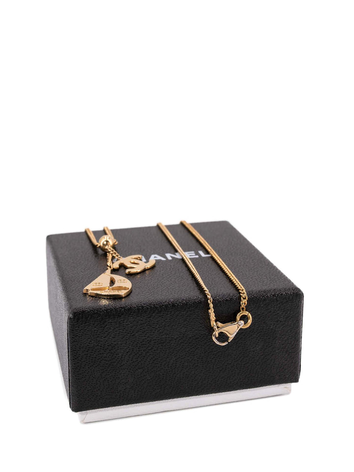 Top Quality Chanel CC Logo Sailboat Charm Necklace Gold