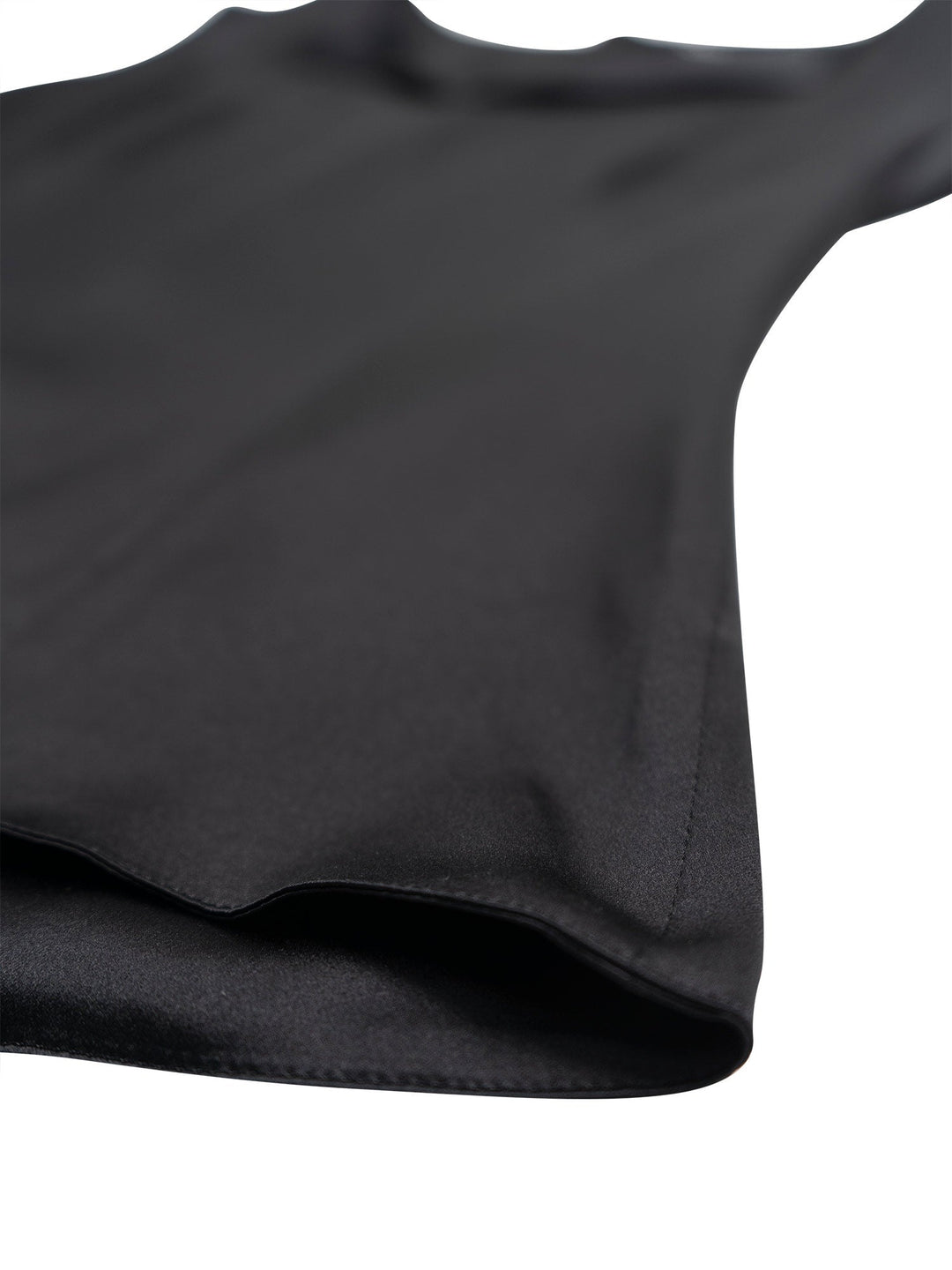 Top Quality Chanel CC Logo Satin Silk V-Neck Blouse Black