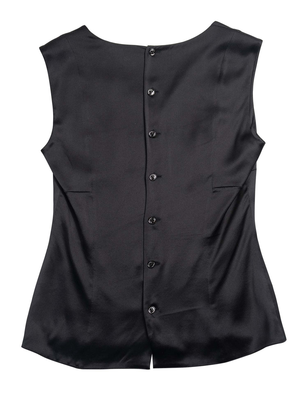 Top Quality Chanel CC Logo Satin Silk V-Neck Blouse Black