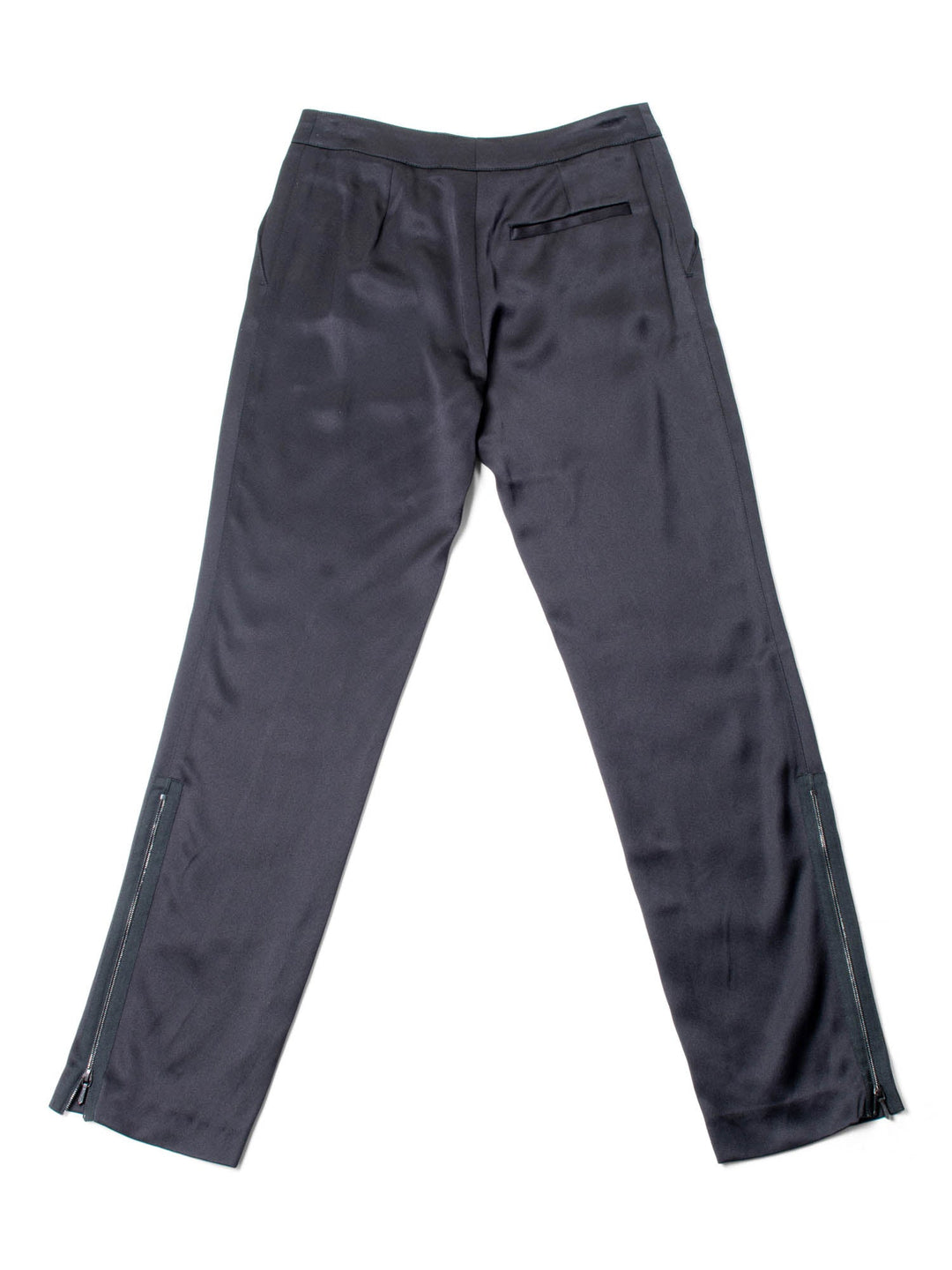 Top Quality Chanel CC Logo Satin Silk Zippered Pants Black