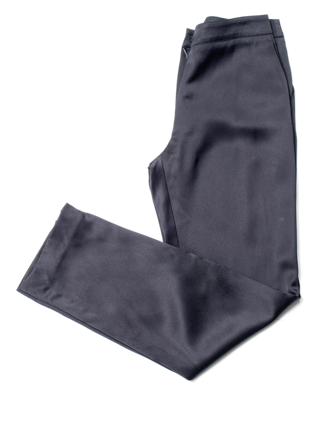 Top Quality Chanel CC Logo Satin Silk Zippered Pants Black