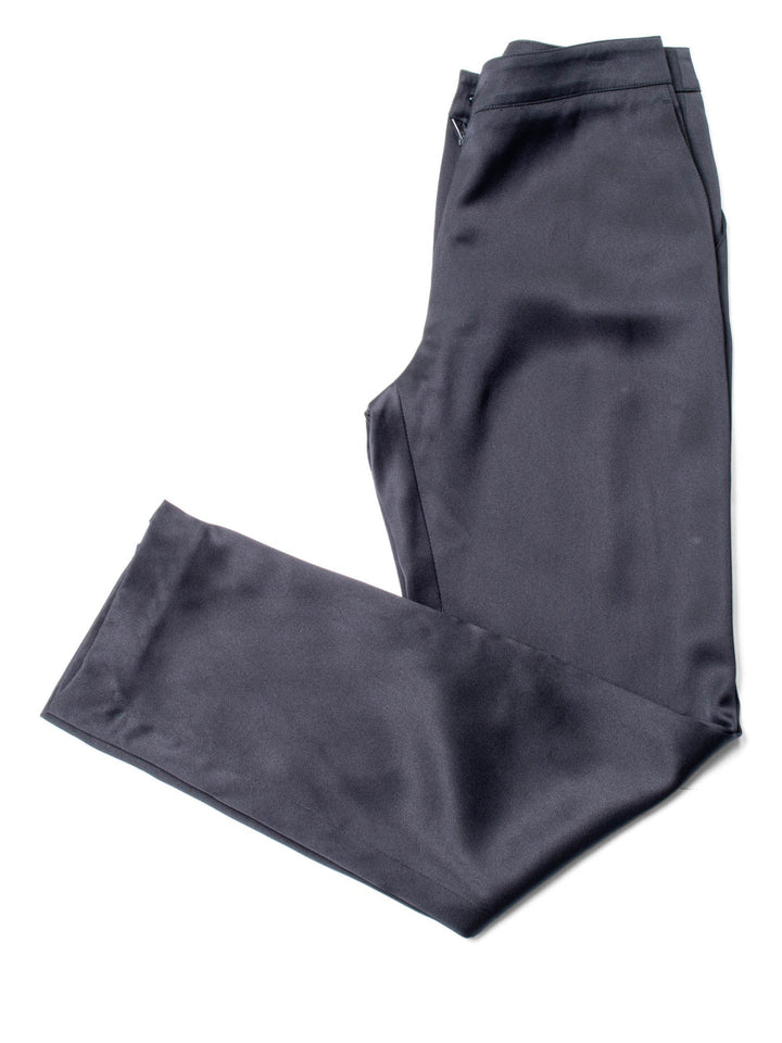 Top Quality Chanel CC Logo Satin Silk Zippered Pants Black