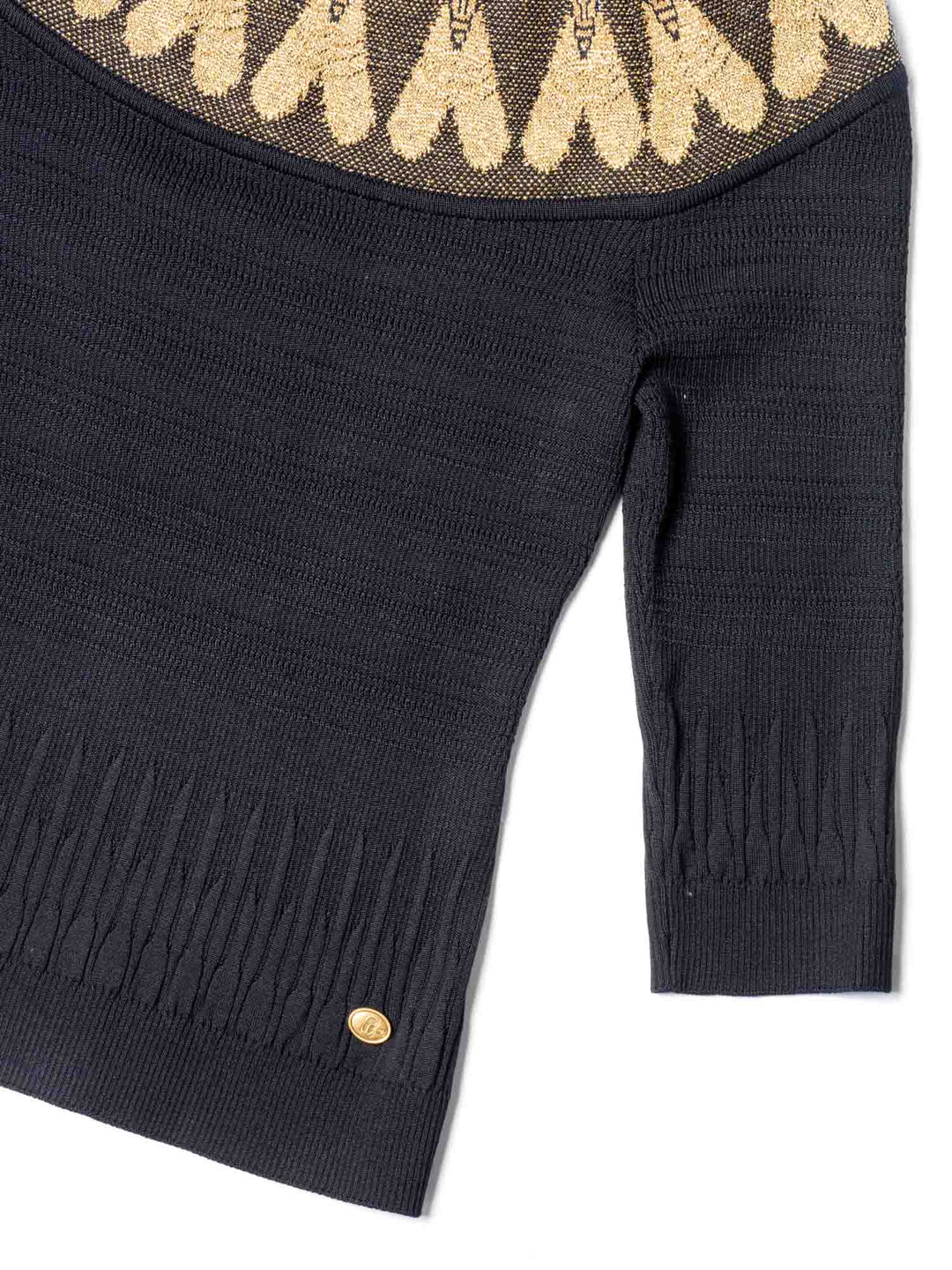 Top Quality Chanel CC Logo Scarab Beetle Knit Sweater Black