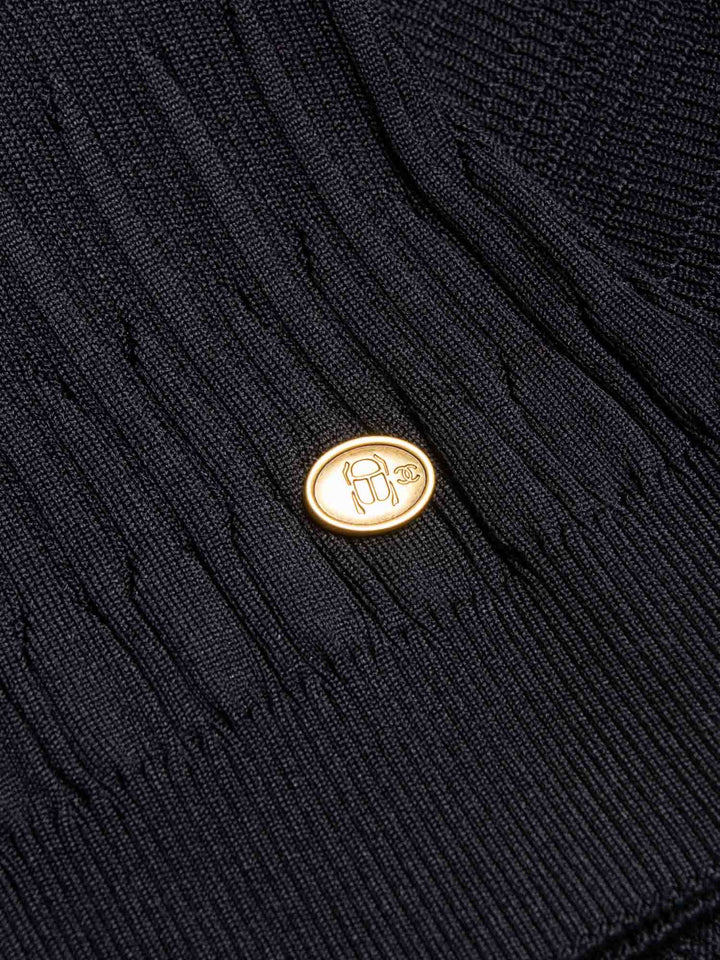 Top Quality Chanel CC Logo Scarab Beetle Knit Sweater Black
