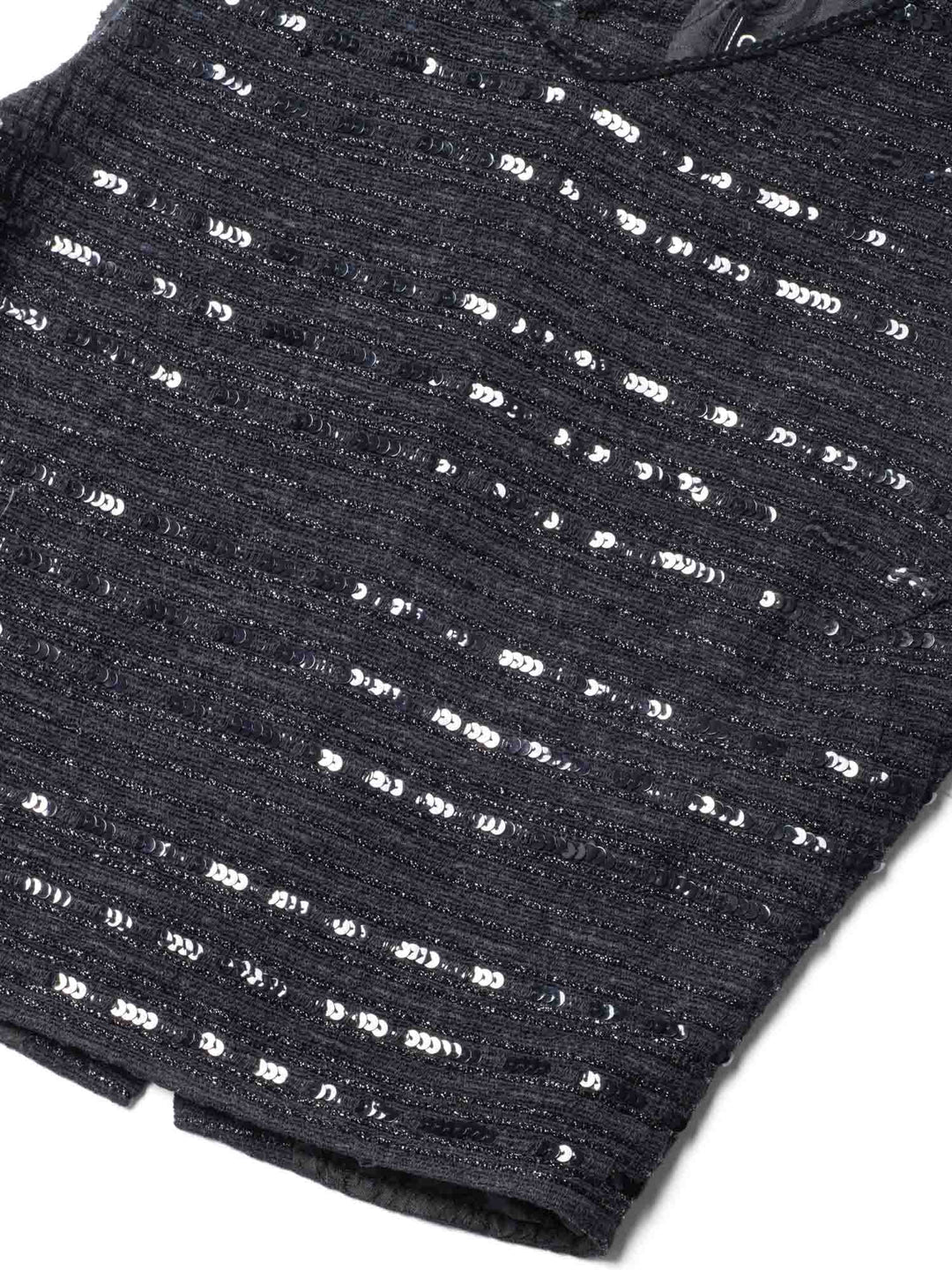 Top Quality Chanel CC Logo Sequin Tweed Cropped Top Black