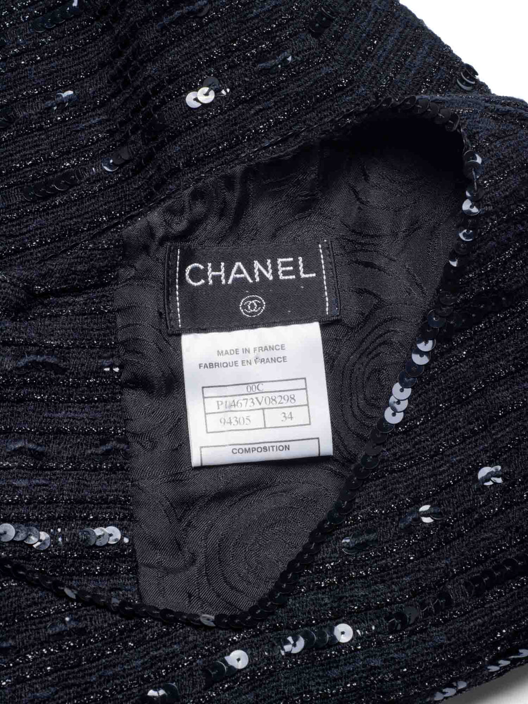 Top Quality Chanel CC Logo Sequin Tweed Cropped Top Black
