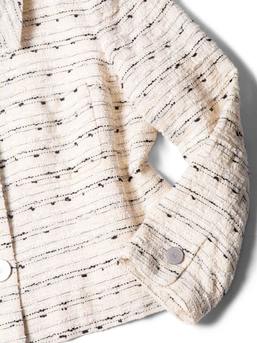 Top Quality Chanel CC Logo Sequin Tweed Jacket Cream