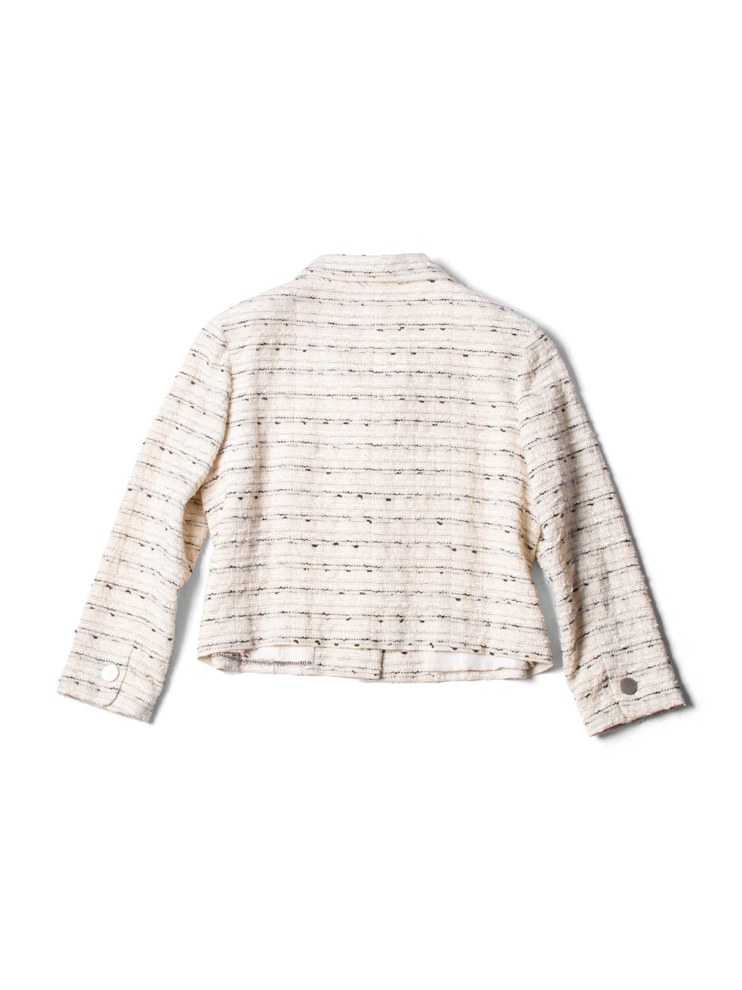 Top Quality Chanel CC Logo Sequin Tweed Jacket Cream
