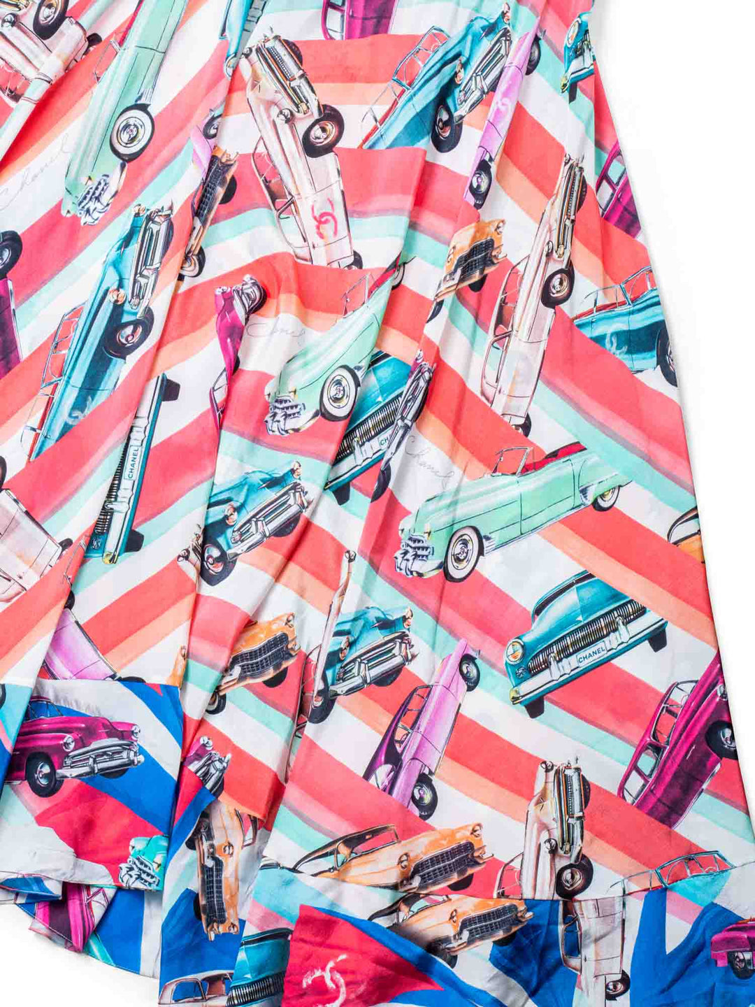 Top Quality Chanel CC Logo Silk A Line Maxi Runway Dress Multicolor