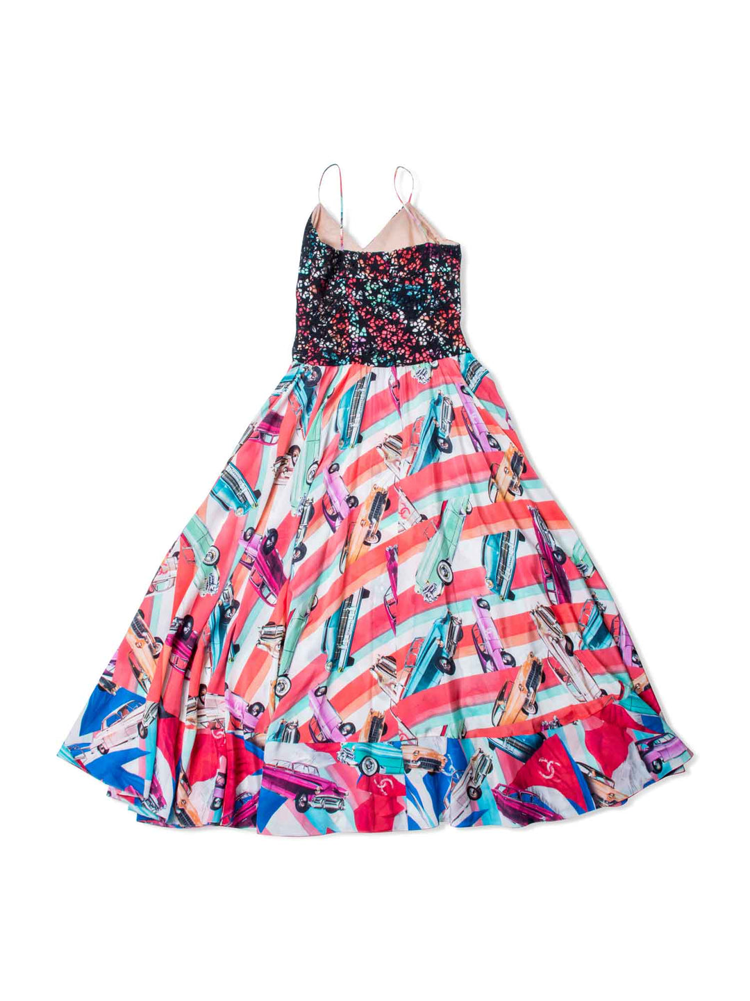 Top Quality Chanel CC Logo Silk A Line Maxi Runway Dress Multicolor