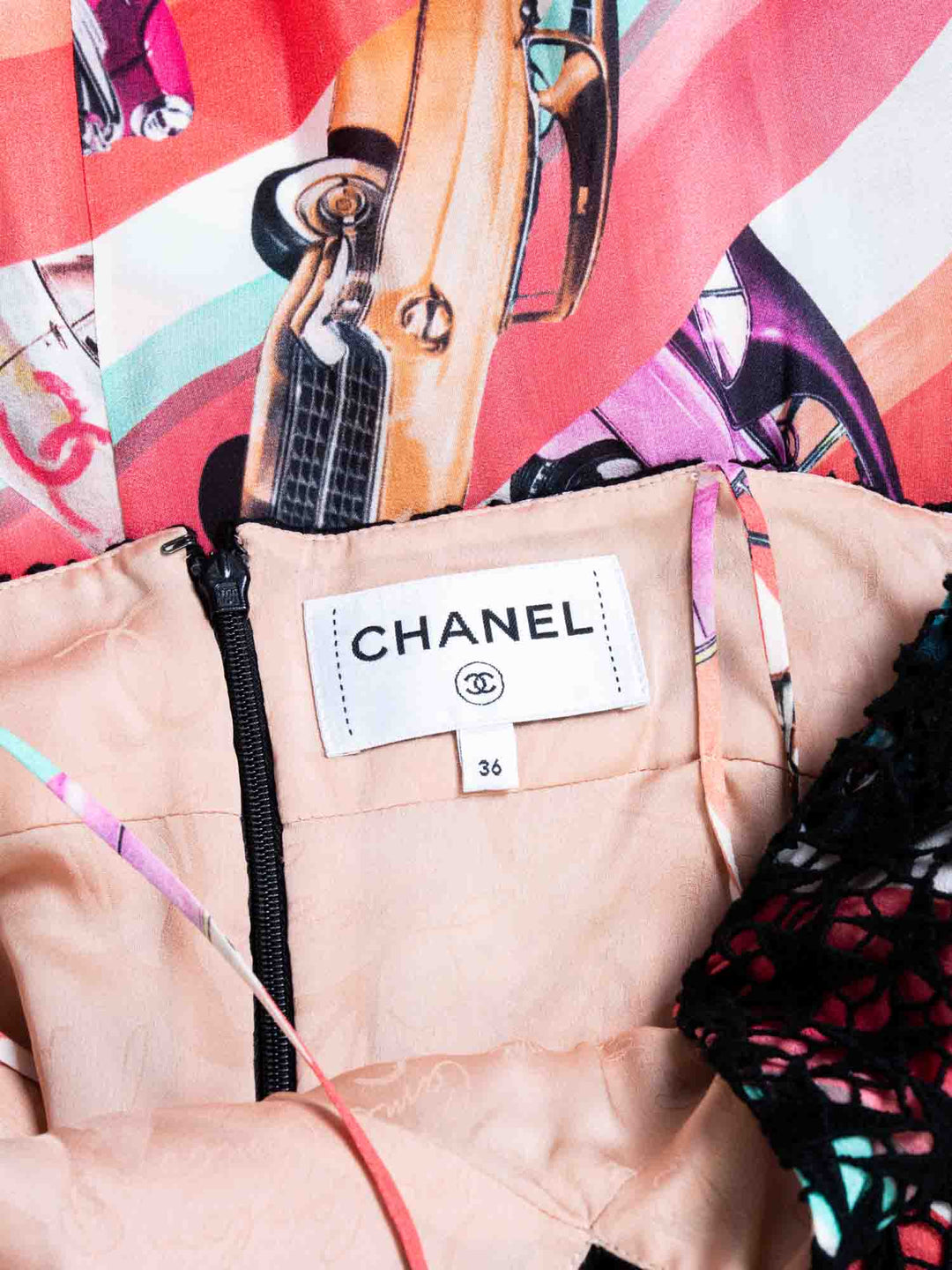 Top Quality Chanel CC Logo Silk A Line Maxi Runway Dress Multicolor