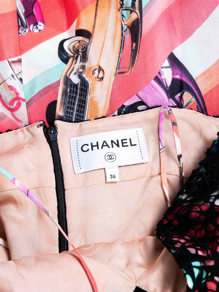 Top Quality Chanel CC Logo Silk A Line Maxi Runway Dress Multicolor
