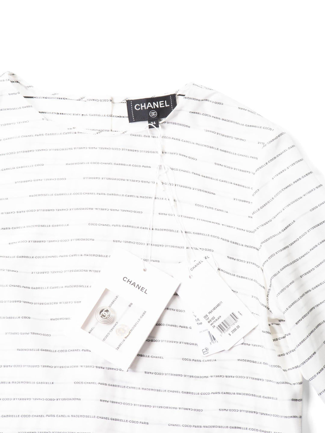 Top Quality Chanel CC Logo Silk Blouse Black White