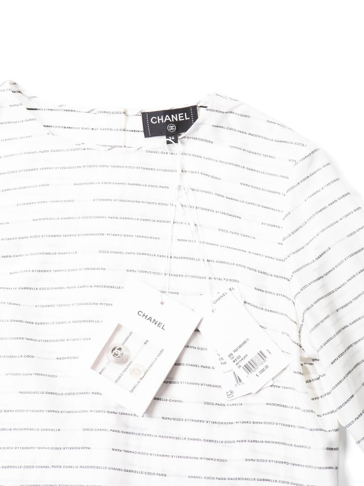 Top Quality Chanel CC Logo Silk Blouse Black White