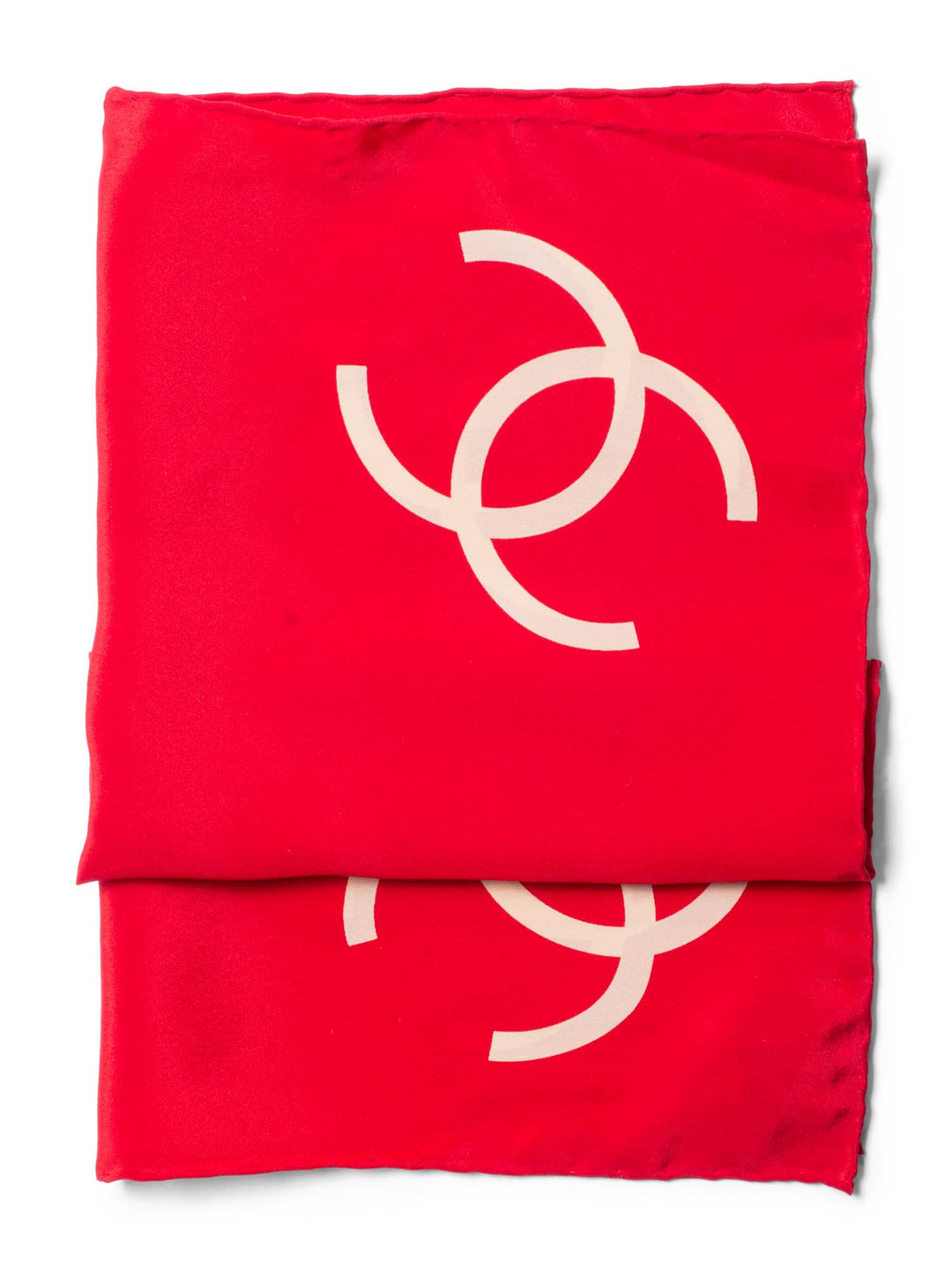 Top Quality Chanel CC Logo Silk Mini Scarf Red Beige