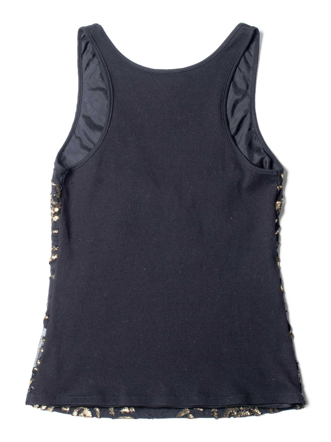 Top Quality Chanel CC Logo Silk New York Graffiti Sleeveless Top Black Gold