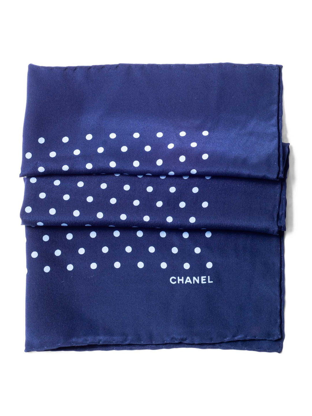 Top Quality Chanel CC Logo Silk Polka Dot Mini Scarf Navy