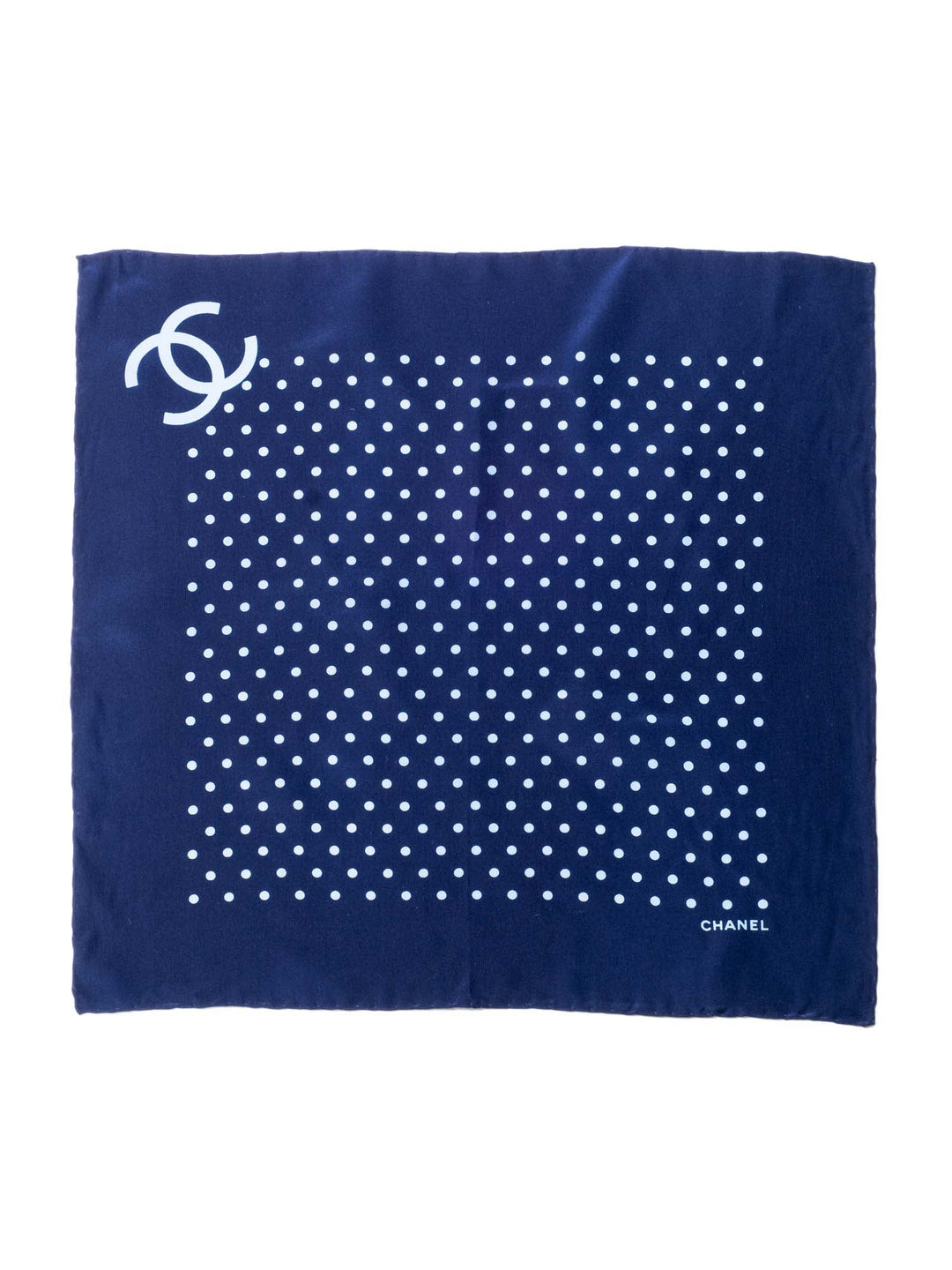 Top Quality Chanel CC Logo Silk Polka Dot Mini Scarf Navy