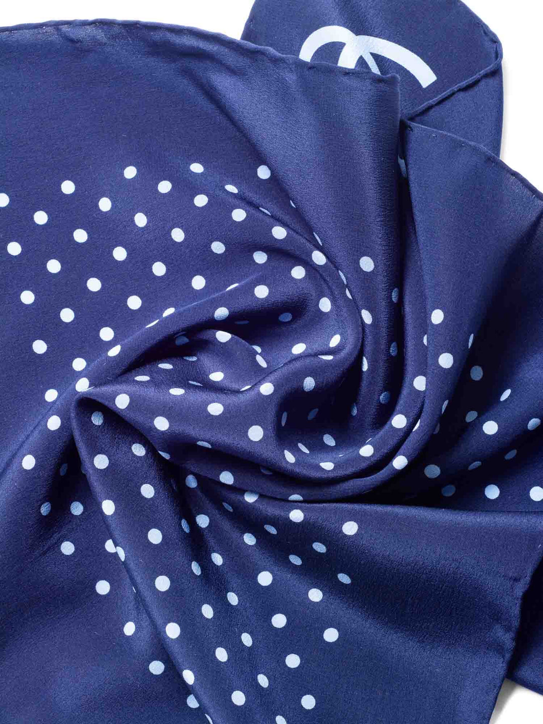 Top Quality Chanel CC Logo Silk Polka Dot Mini Scarf Navy