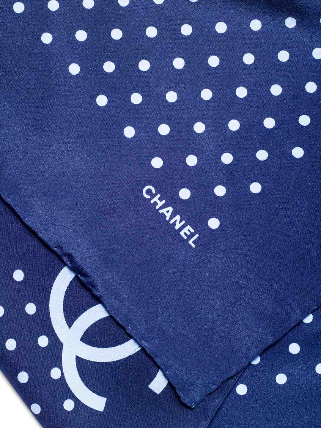 Top Quality Chanel CC Logo Silk Polka Dot Mini Scarf Navy