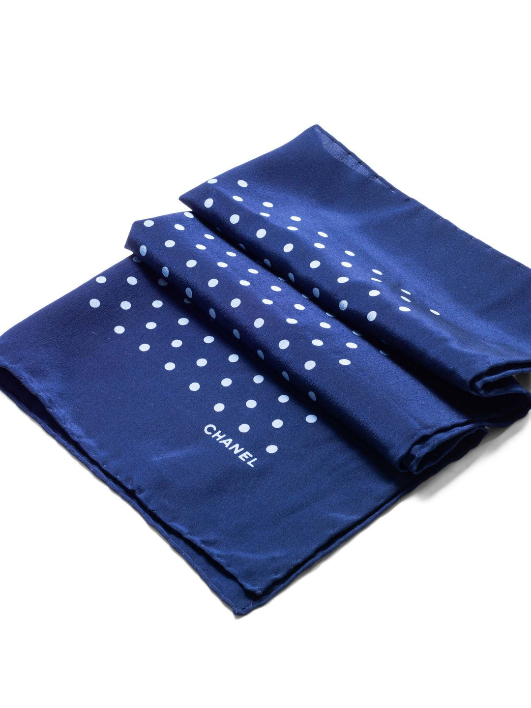 Top Quality Chanel CC Logo Silk Polka Dot Mini Scarf Navy