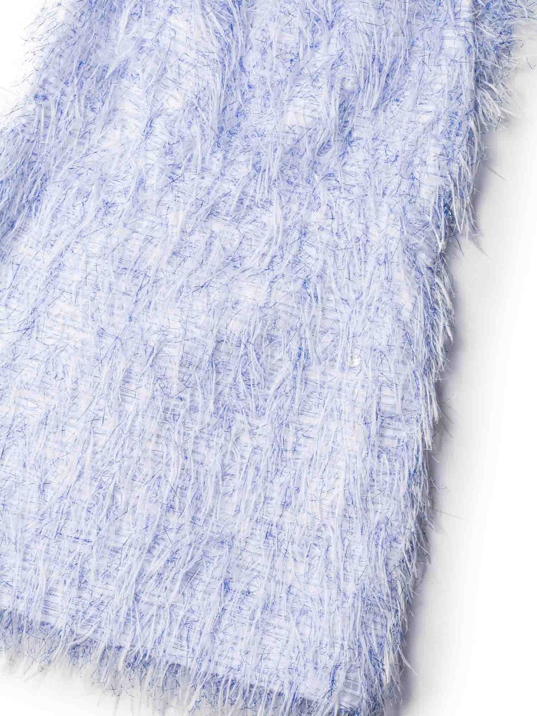 Top Quality Chanel CC Logo Sleeveless Fringe Mini Dress Blue White