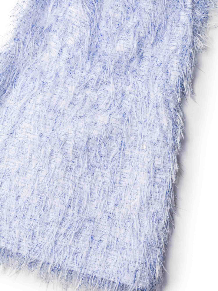 Top Quality Chanel CC Logo Sleeveless Fringe Mini Dress Blue White