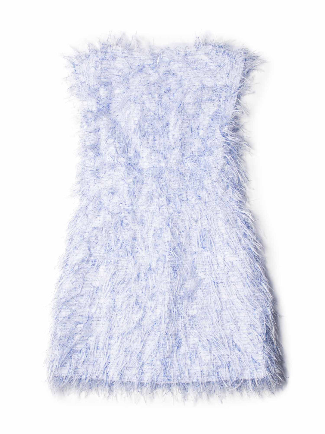Top Quality Chanel CC Logo Sleeveless Fringe Mini Dress Blue White