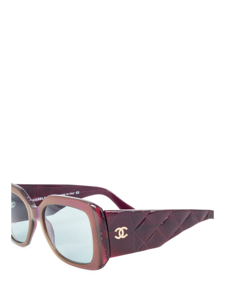 Top Quality Chanel CC Logo Square Sunglasses Blue Red
