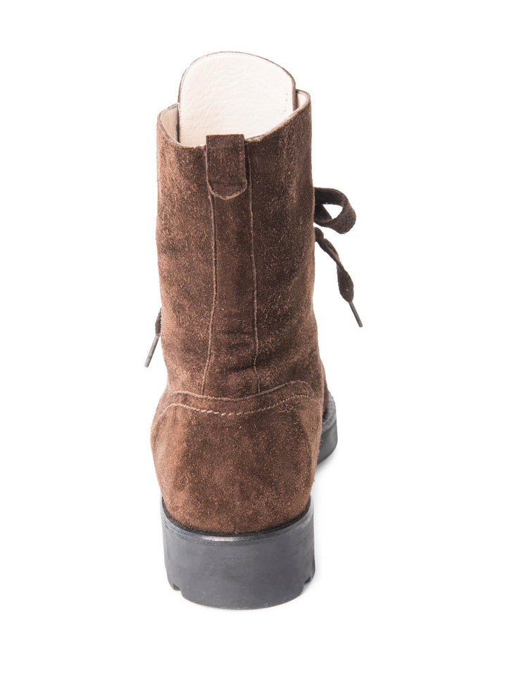 Top Quality Chanel CC Logo Suede Biker Boots Brown