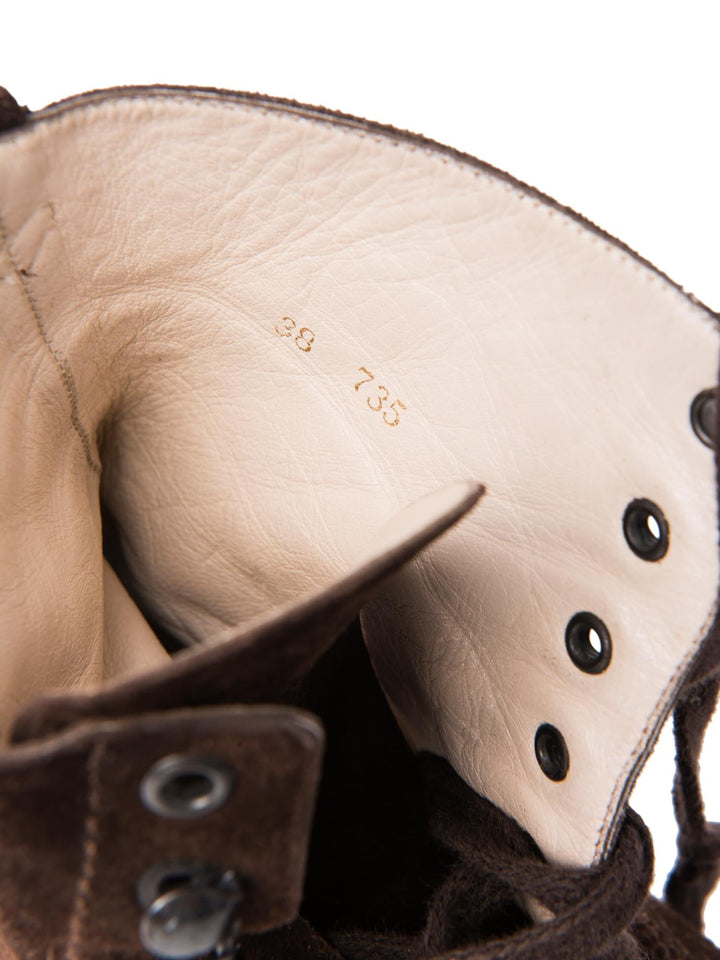 Top Quality Chanel CC Logo Suede Biker Boots Brown
