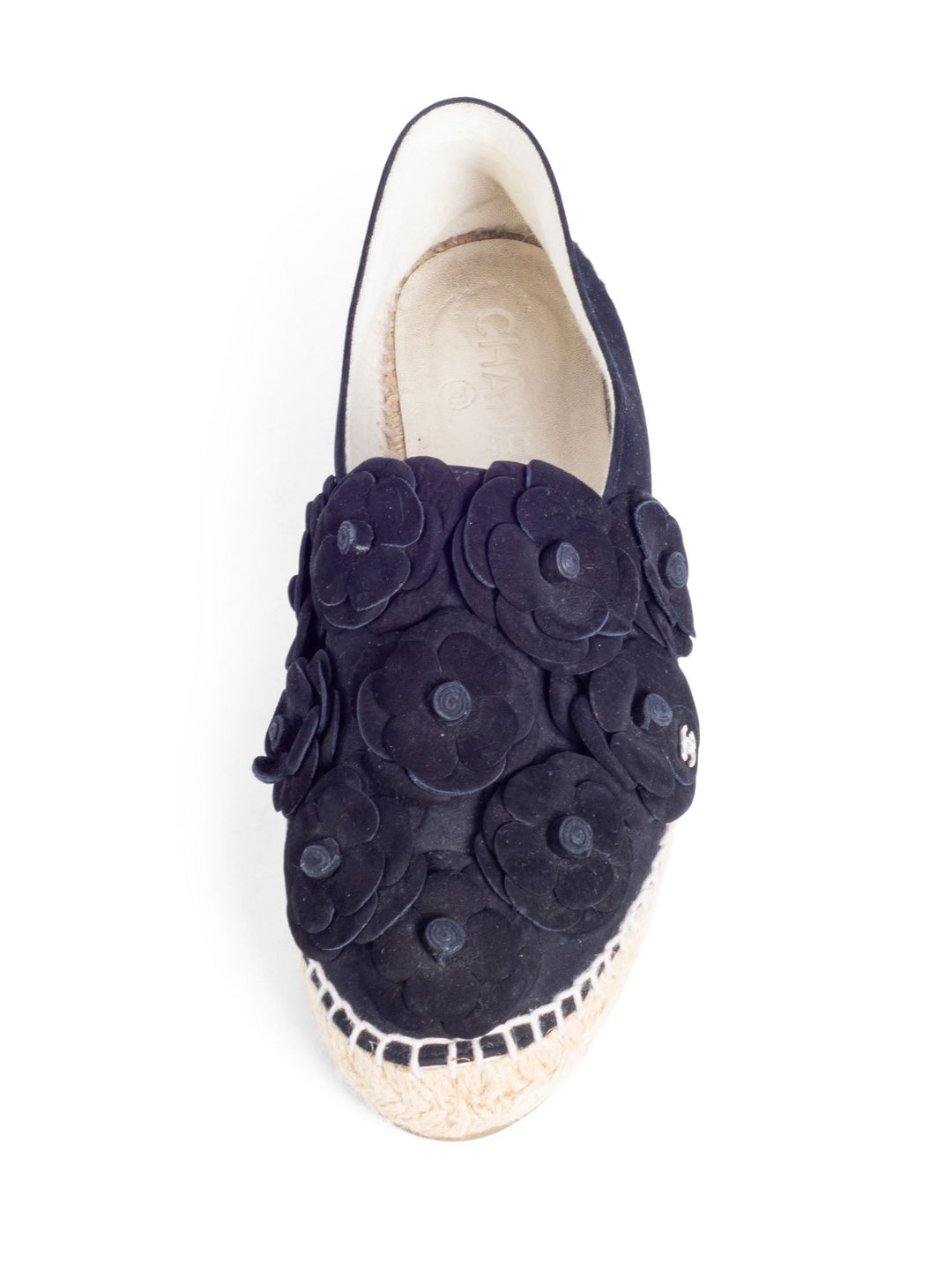 Top Quality Chanel CC Logo Suede Camellia Espadrilles Black