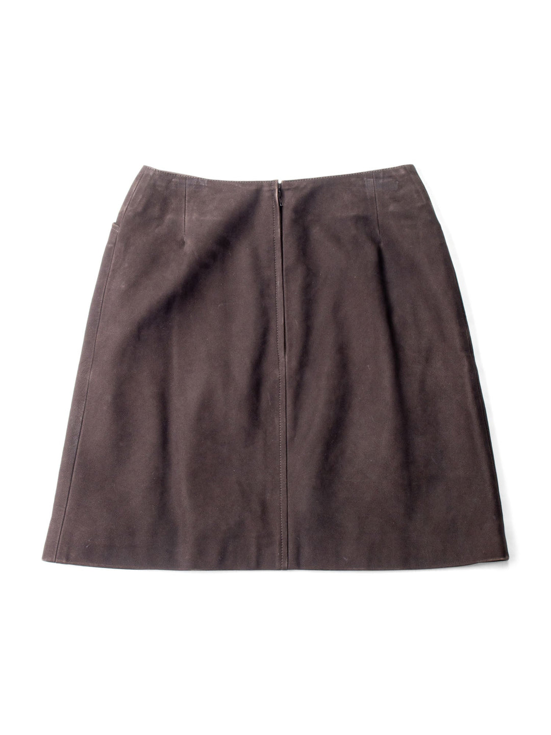 Top Quality Chanel CC Logo Suede Leather Mini Skirt Brown